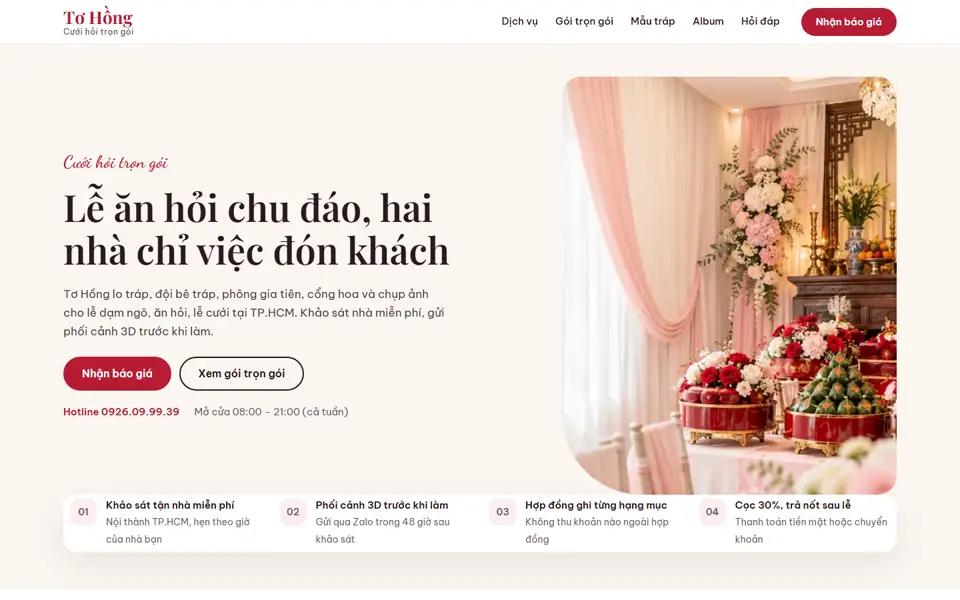 Màn đầu của mẫu Cưới hỏi trọn gói