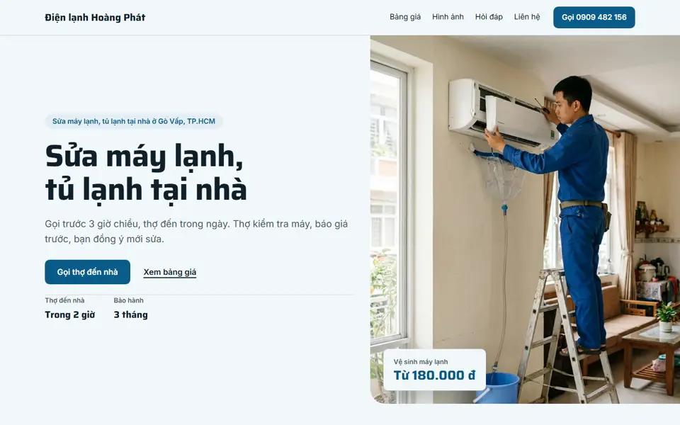 Màn đầu của mẫu Sửa điện lạnh