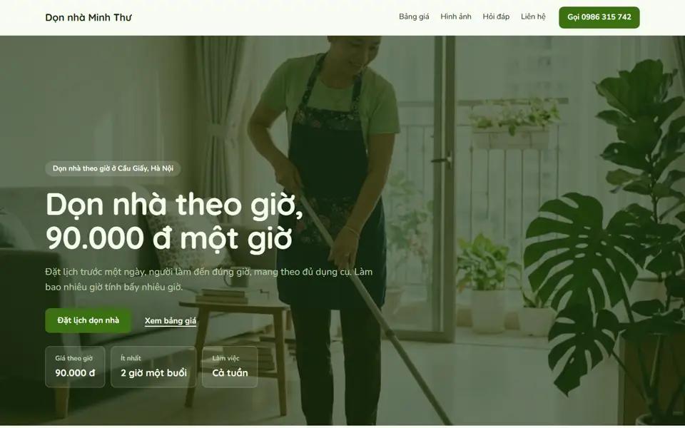 Màn đầu của mẫu Dọn nhà theo giờ