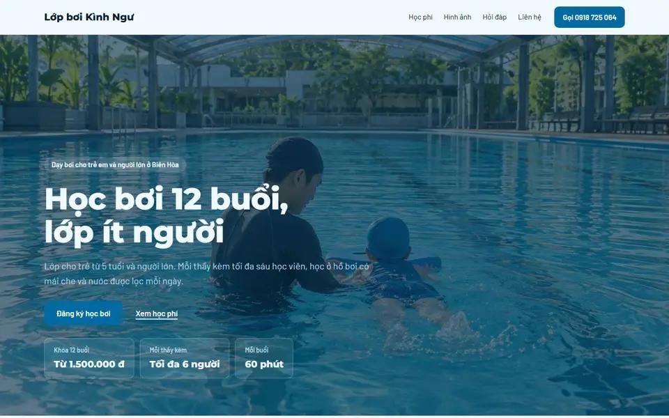 Màn đầu của mẫu Lớp dạy bơi