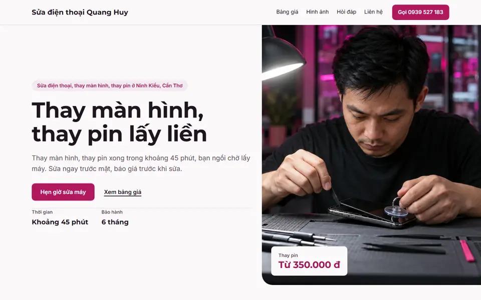 Màn đầu của mẫu Sửa điện thoại