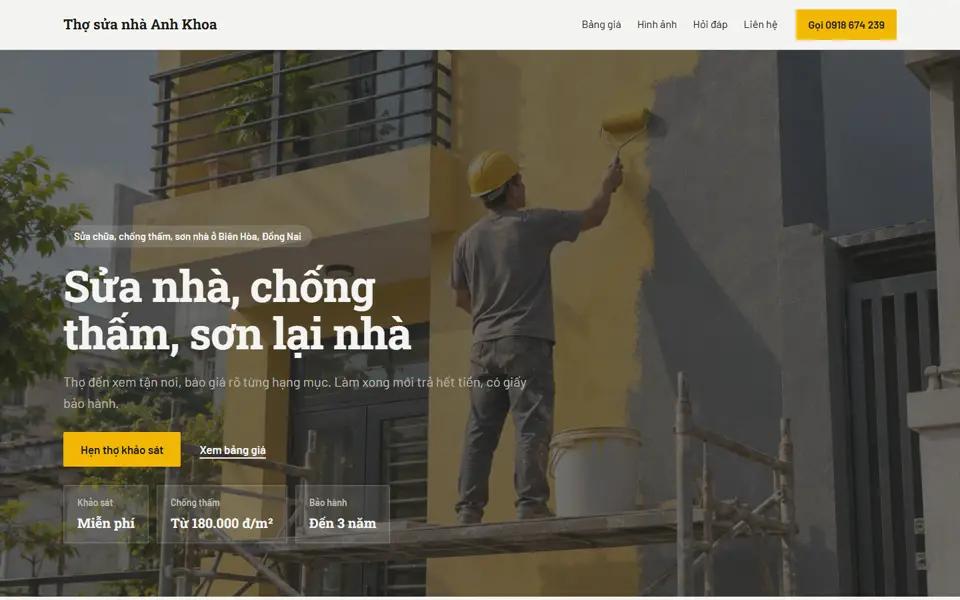 Màn đầu của mẫu Sửa chữa nhà