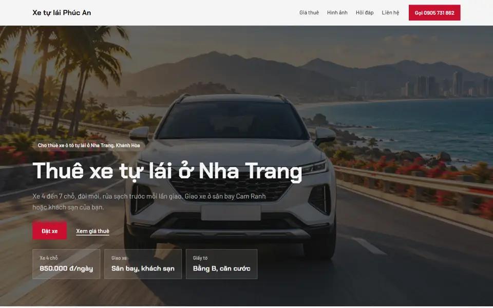 Màn đầu của mẫu Cho thuê xe tự lái