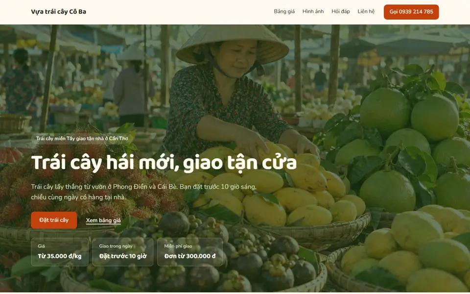Màn đầu của mẫu Trái cây giao tận nhà