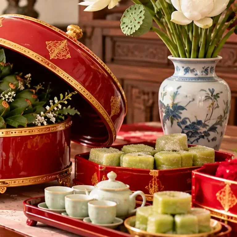 Tráp dạm ngõ trầu cau sen trắng