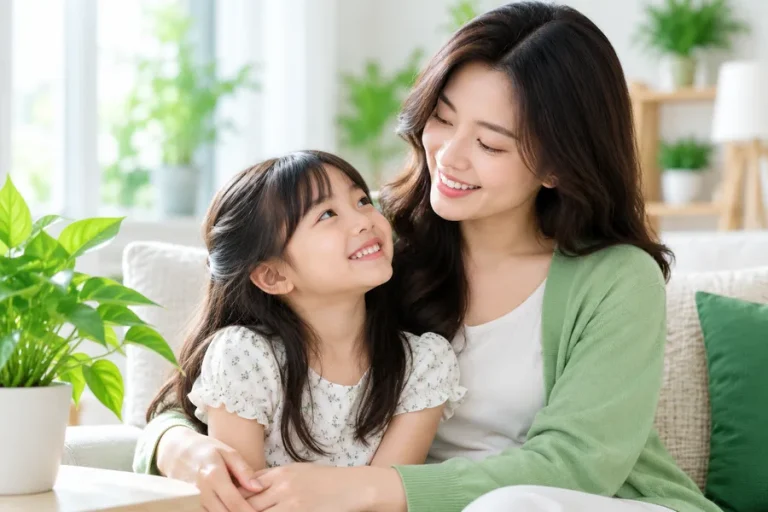 Mẹ và bé cùng ăn bữa sáng đủ chất